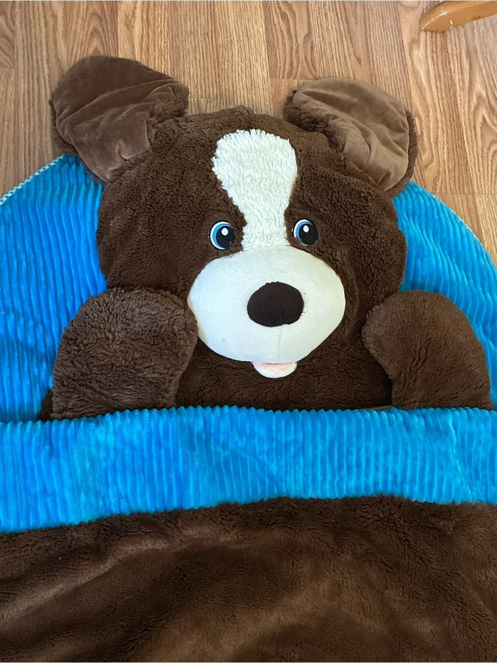 Hug Fun Kids Sleeping Slumber Bag Brown Plush Dog Pillow Head